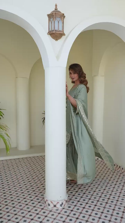Women Embroidered Kurti Plazzo Set With Dupatta