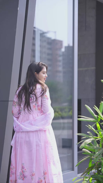Luxury Ethnic Wear Light Pink Kurta Palazzo Set with Designer Dupatta