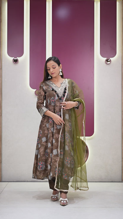 Designer Party Wear Kurta Palazzo Set with Sequence Work Dupatta